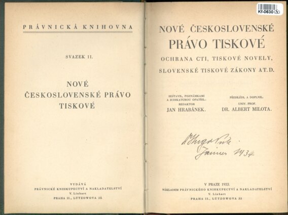 NOVÉ ČESKOSLOVENSKÉ PRÁVO TISKOVÉ