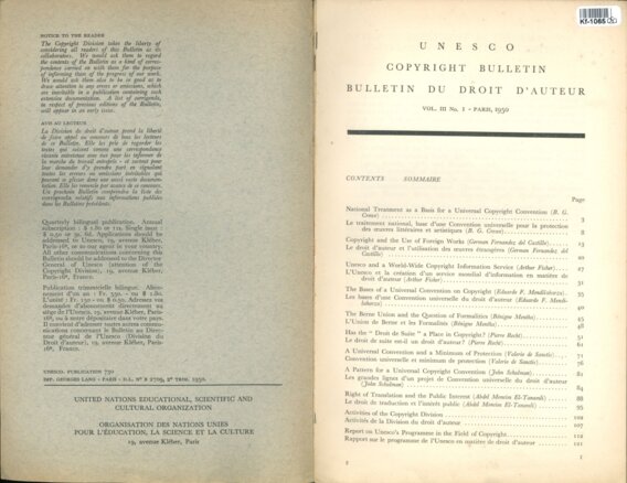 Unesco copyright bulletin - Bulletin du droit D'auteur