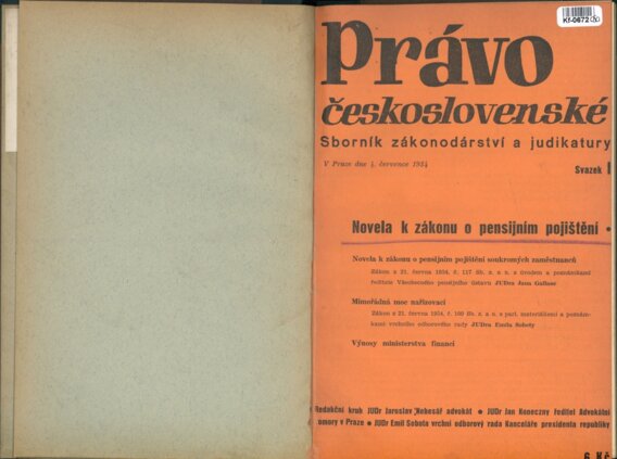 Právo Československé - Sborník zákonodárství a judikatury