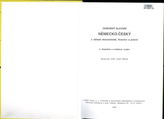 Odborný slovník Německo - Český s oblasti ekonomcké, finanční a právní