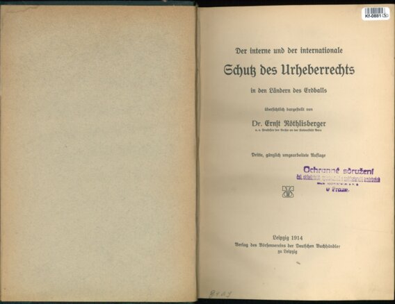 Der interne und der internationale Cchuz des Urheberrechts in den Ländern des Erdballs