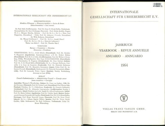 JAHRBUCH, YEARBOOK, REVUE ANNUELLE, ANUARIO, ANNUARIO