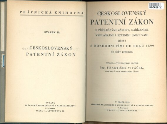 ČESKOSLOVENSKÝ PATENTNÍ ZÁKON