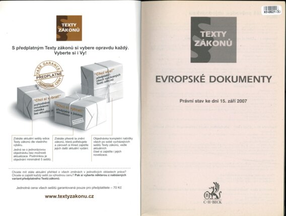 Texty zákonů - Evropské dokumenty