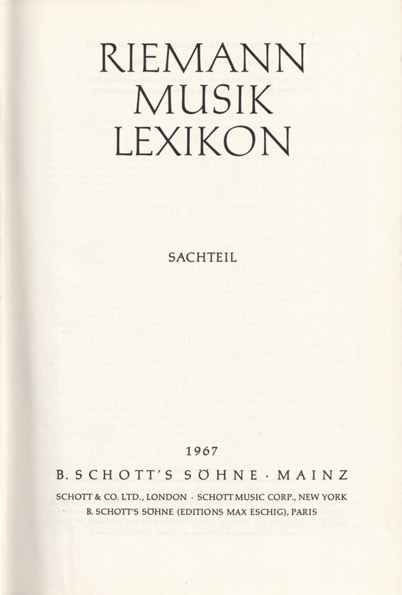 Riemann Musik Lexikon Sachteil