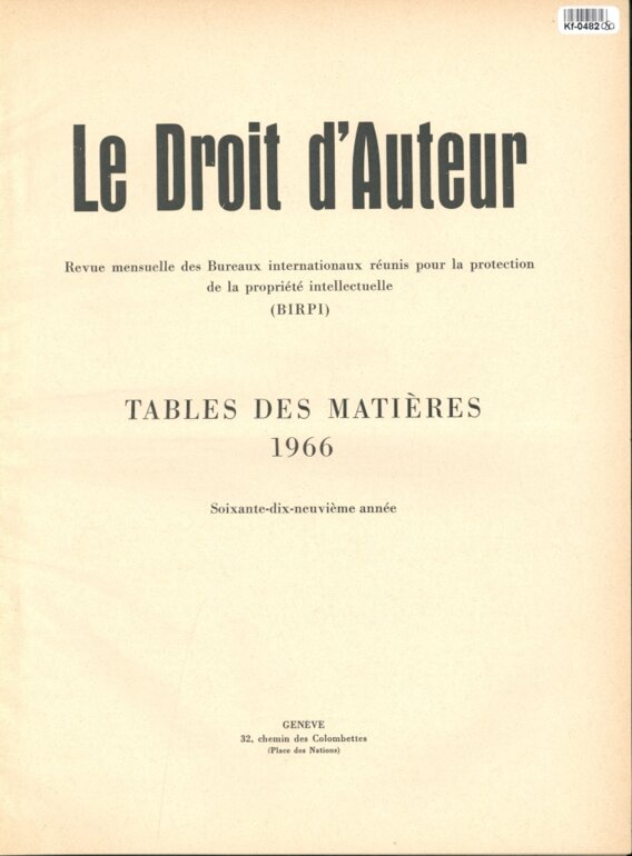 Le Droit d'Auteur