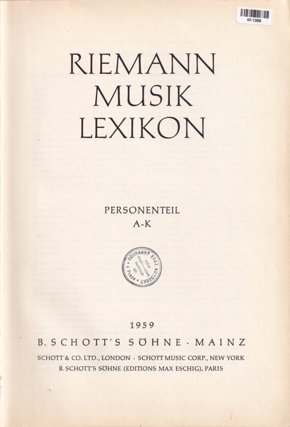 Riemann Musik Lexikon Personenteil A-K