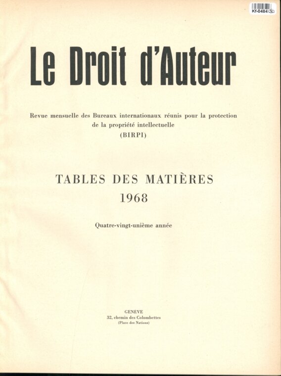 Le Droit d'Auteur