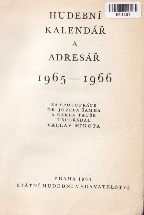 Hudební kalendář a adresář 1965–1966