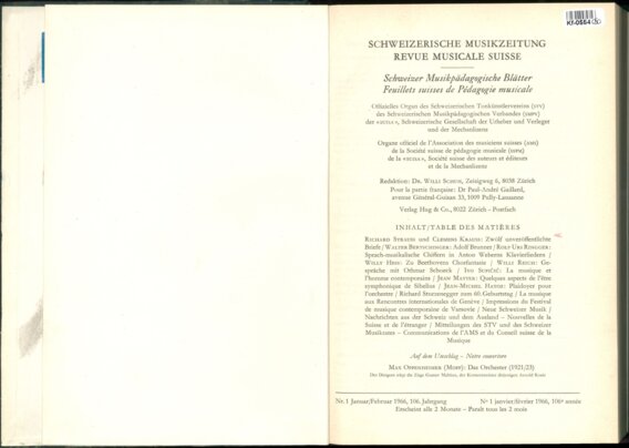 Schweizerische Musikzeitung revue musicale Suisse