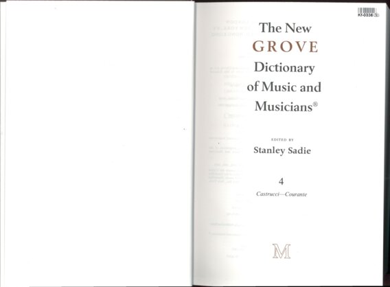 The New Grove Dictionary of Music and Musicians 4.