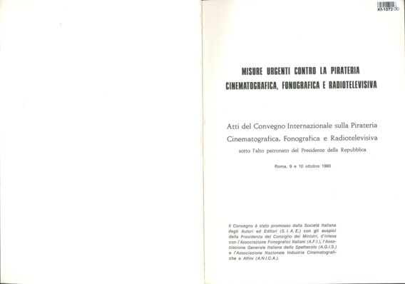 Misure urgenti contro la pirateria - cinemarografica, fonografica e radiot elevisiva