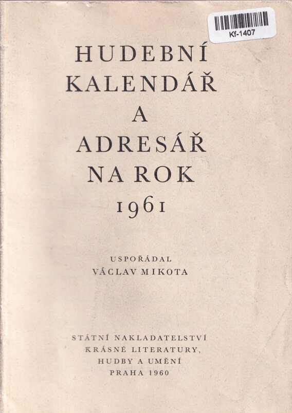 Hudební kalendář a adresář na rok 1961