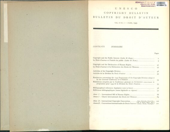 UNESCO COPYRIGHT BULLETIN BULLETIN  DU  DROIT D'AUTEUR