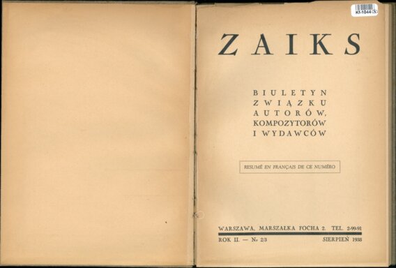 Zaiks - Biuletyn zwaiazku autotów, kompozytorów i wydawców