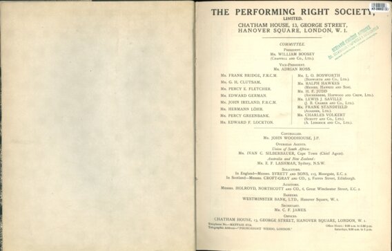 THE PERFORMING RIGHT SOCIETY