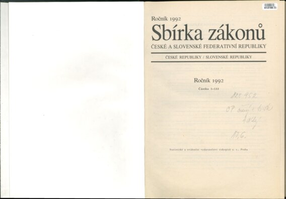 Sbírka zákonů České a Slovenské federativní republiky