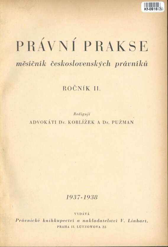 Právní prakse II. 1937 - 1938
