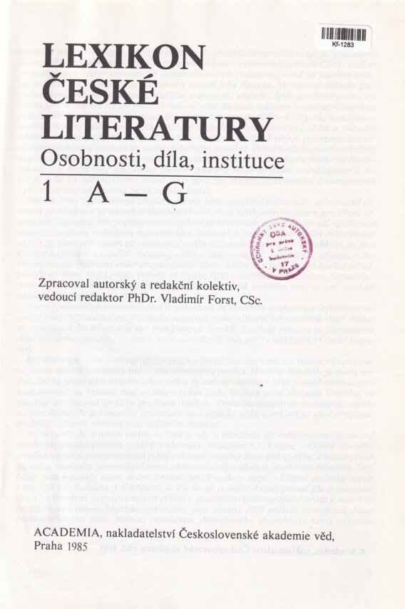 Lexikon české literatury I (A-G)
