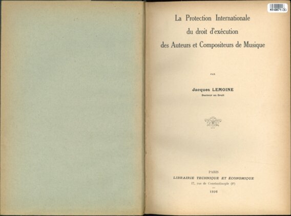 La Protection Internationale du droit d'exécution des Auteurs et Compositeurs de Musique