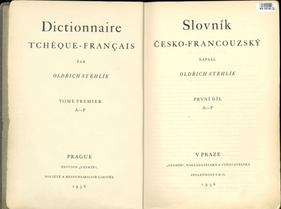 Slovník Česko - Francouzský - První díl A - P