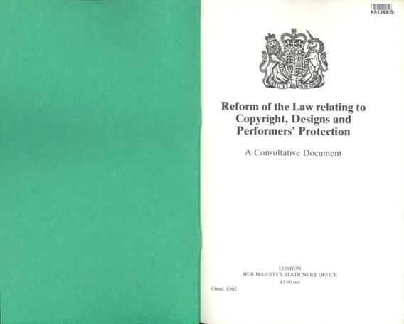Reform of the law relating to copyright, designs and performers' protection