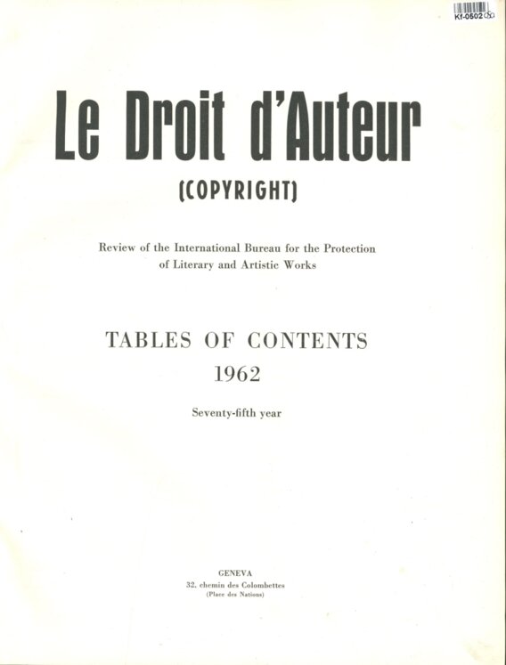 Le Droit d'Auteur