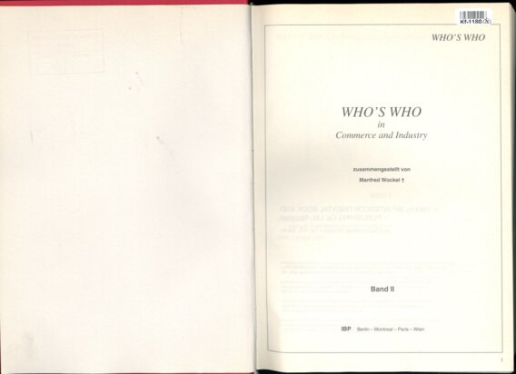 Who's who in Commerce an Industry - Band II