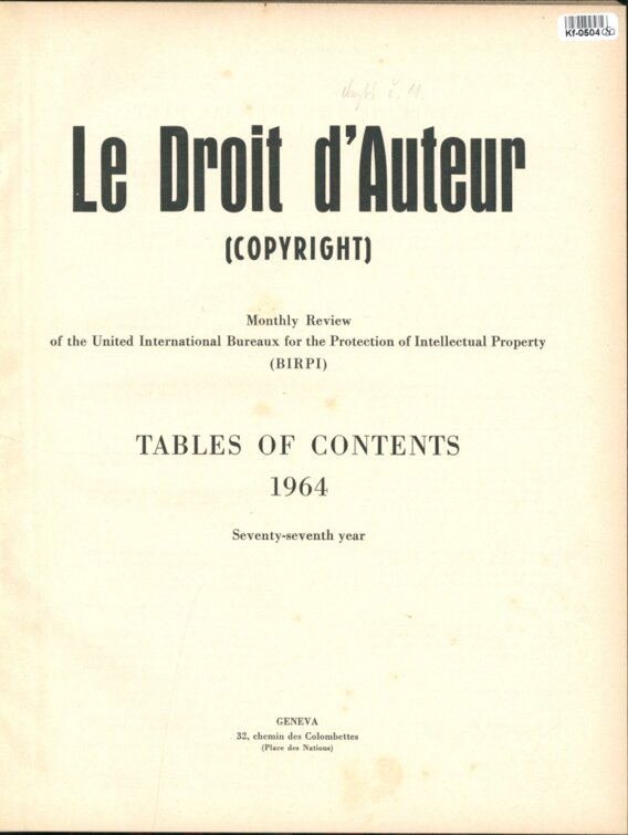 Le Droit d'Auteur