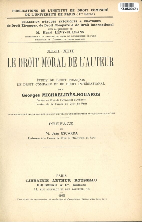 Le Droit Moral de l'auteur
