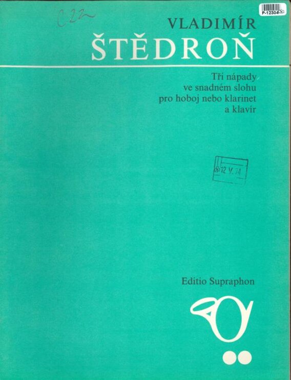 Tři nápady ve snadném slohu pro hoboj nebo klarinet a kalvír