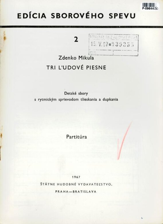 Edícia sborového spevu 2 - Tri ľudové piesne