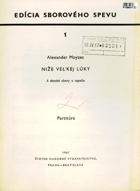 Edícia sborového spevu 1 - Níže veľkej lúky