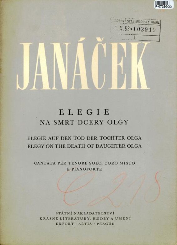 Elegie na smrt dcery Olgy