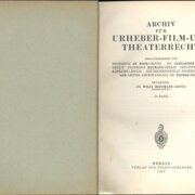 Archiv für Urheber - Film - und Theaterrecht - 10. Band