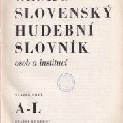 Česko Slovenský Hudební Slovník osob a institucí A-L