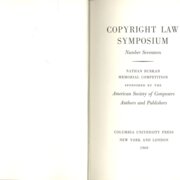 Copyright law symposium - Number seventeen