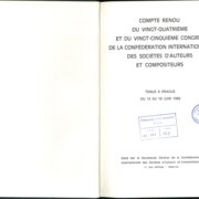 COMPTE RENDU DU VINGT-QUATRIÉME ET DU VINGT-CINQUIÉME CONCRÉS DE LA CONFÉDÉRATION INTERNATIONALE DES SOCIÉTÉS D'AUTEURS ET COMPOSITEURS