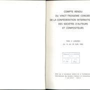 Compte - Rendu du Vingt - Troisieme Congres de la Confédération Internationale des Sociétés d'Auteurs et Compositeurs