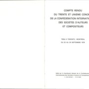 COMPTE RENDU DU TRENTE ET CONGRES DE LA CONFÉDÉRATION INTERNATIONALE DES SOCIÉTÉS D'AUTEURS ET COMPOSITEURS
