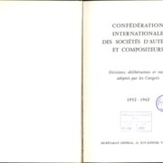 Confédération Internationale des Sociétés ďAuteurs et Compositeurs 1952-1962