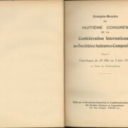 Compte - Rendu du Huitieme Congres de la Confédération Internationale des Sociétés d'Auteurs et Compositeurs