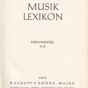 Riemann Musik Lexikon Personenteil A-K