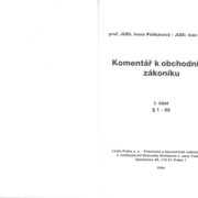 Komentář k obchodnímu zákoníku - I. část