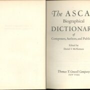 The ascap Biographical Dictionary of Composers, Authors and Publishers