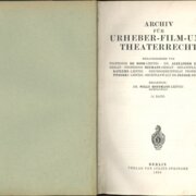 Archiv für Urheber - Film - und Theaterrecht - 12. Band