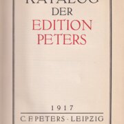 Katalog der Edition Peters 1917