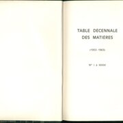 TABLE DÉCENNALE DES MATIERES
