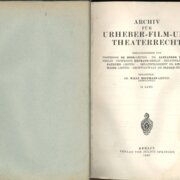 Archiv für Urheber - Film - und Theaterrecht - 13. Band