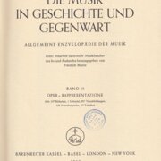 Die Musik in Geschichte und Gegenwart, Band 10: Oper - Rappresentatione